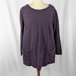 Pure Jill 100% Cotton Tunic Purple Plum Pockets Casual Athleisure Plus Size 2X